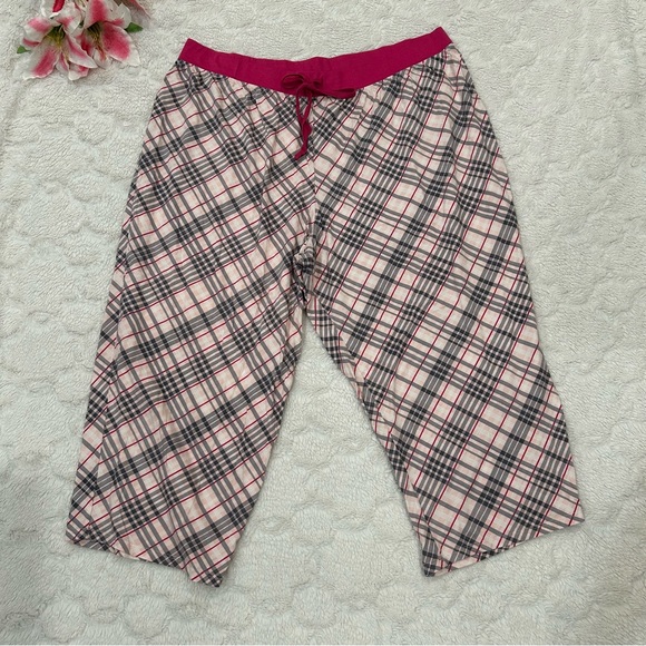 Cacique Other - Cacique - Pink Plaid Elastic Waist Drawstring Pull On Lounge Pants - 22/24